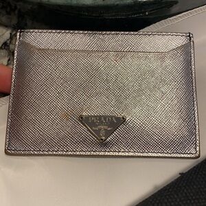 100 % authentic Prada silver card holder